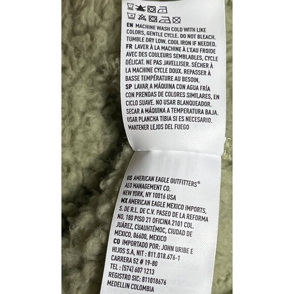 American Eagle Outfitter Jacket Huggable Fleece Green Sherpa Unisex Cozy Women M - Picture 7 of 12